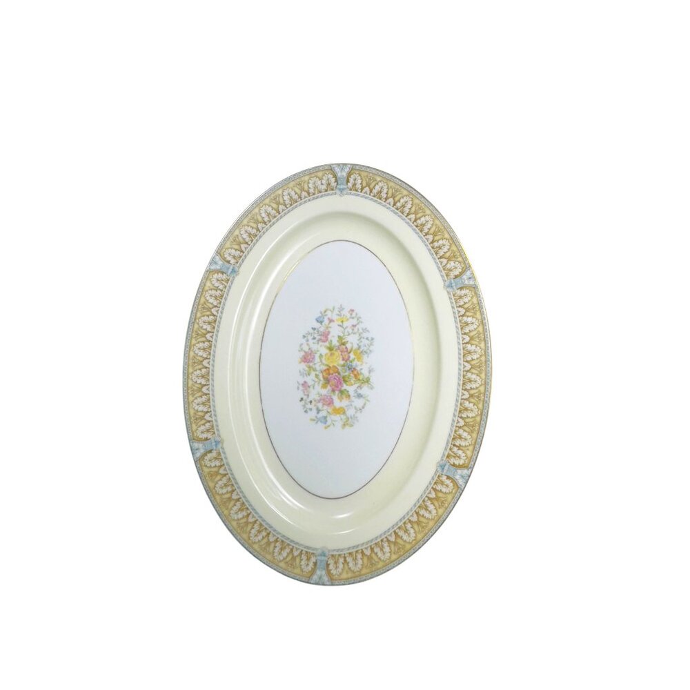 Vintage Noritake China Claire Oval Serving Dish With Floral Center & Gold Trim